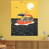 Sunset Boat Ride – Retro Minimalist Leinwanddruck (Insitu (Wohnzimmer))