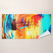 Sunset Boat Scene Badehandtuch (Badehandtuch)