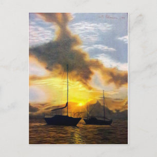 Sunset Boats - Es ist in Ordnung, Dinge zu bewegen Feiertagspostkarte