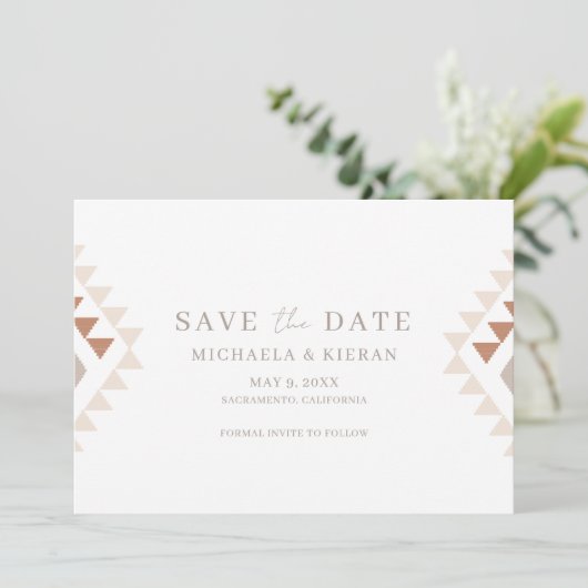 Sunset Boho Wedding Foto Save The Date (Stehend Vorderseite)