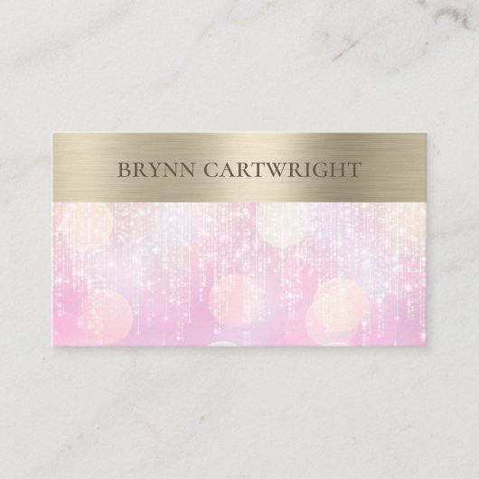 Sunset Bokeh Twinkle Lights Pink und Gold Visitenkarte (Vorderseite)
