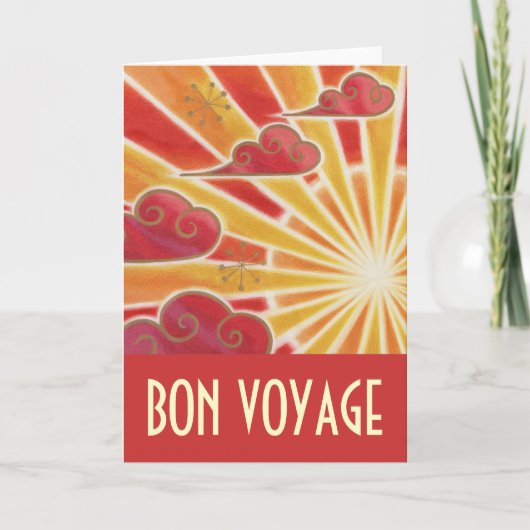 Sunset 'Bon Voyage' Karte rot (Vorderseite)