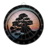 Sunset Bonsai Tree Keramik Tile Desk Organizer Gol Dartscheibe (vorne)