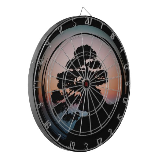 Sunset Bonsai Tree Keramik Tile Desk Organizer Gol Dartscheibe (Vorderseite Links)