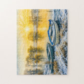 Sunset Boote Flussufer Aquarell havelland Puzzle (Vertikal)