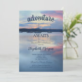 Sunset Boote Retirement Party Einladung (Stehend Vorderseite)