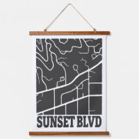 Sunset Boulevard - Dark Minimal Street Karte Art