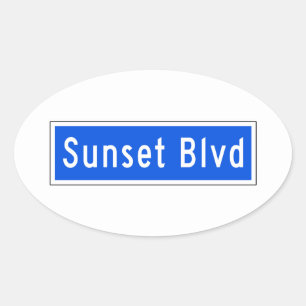 Sunset Boulevard, Los Angeles, CA Street Sign Ovaler Aufkleber
