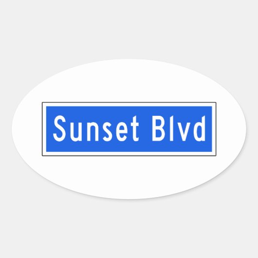 Sunset Boulevard, Los Angeles, CA Street Sign Ovaler Aufkleber (Vorderseite)