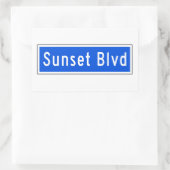 Sunset Boulevard, Los Angeles, CA Street Sign Rechteckiger Aufkleber (Tasche)