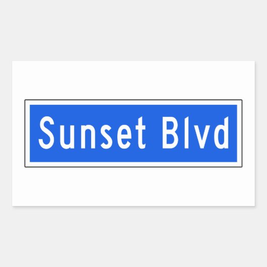 Sunset Boulevard, Los Angeles, CA Street Sign Rechteckiger Aufkleber (Vorderseite)