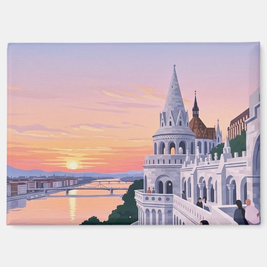 Sunset Budapest Hungary Fisherman's Bastion Travel Magnet (Vorderseite)