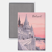 Sunset Budapest Hungary Fisherman's Bastion Travel Magnet (Vorderseite/Rückseite)