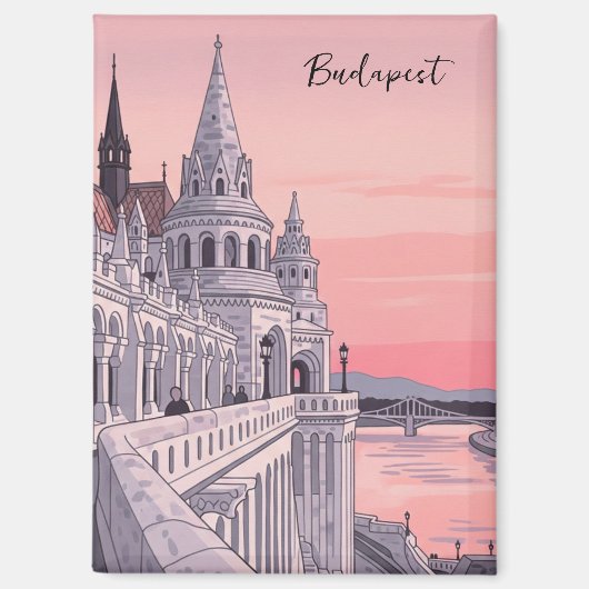 Sunset Budapest Hungary Fisherman's Bastion Travel Magnet (Vorderseite)