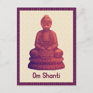 Sunset Buddha Pixel Art Postkarte