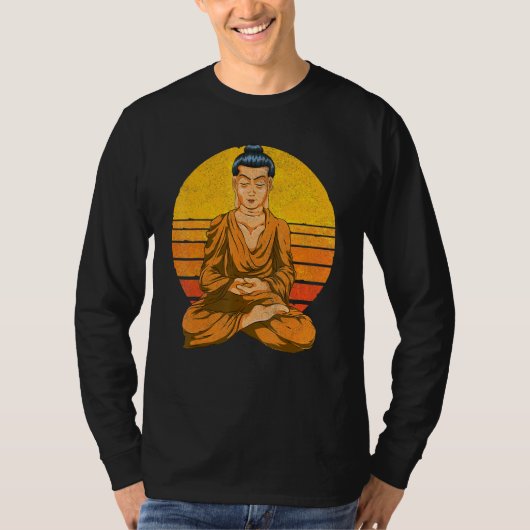 Sunset Buddhist Spiritual Meditation Buddhism Retr T-Shirt (Vorderseite)