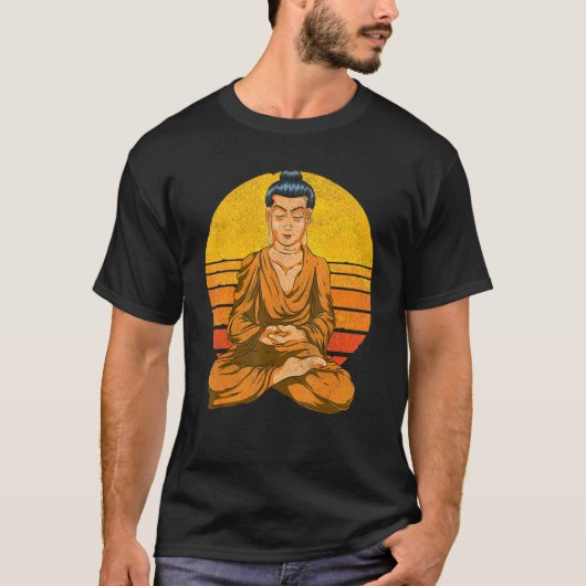 Sunset Buddhist Spiritual Meditation Buddhism Retr T-Shirt (Vorderseite)