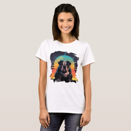 Sunset Bulldog Vibes T-Shirt (Vorne ganz)