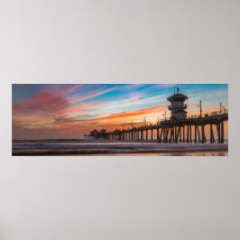 Sunset by Huntington Beach Pier in Kalifornien Poster
