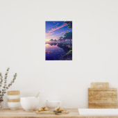 Sunset by Riverbank - Digital Anime Artwork Poster (Küche)