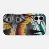 Sunset Cabin Reflection - Moody Nature Landschaft iPhone 16 Hülle (Rückseite (Horizontal))