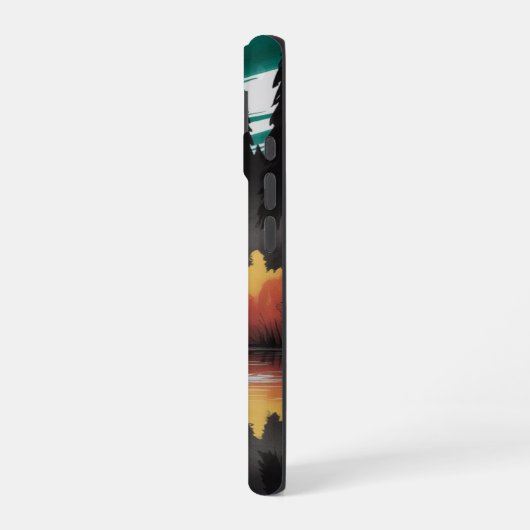 Sunset Cabin Reflection - Moody Nature Landschaft iPhone 16 Hülle (Linke Seite)