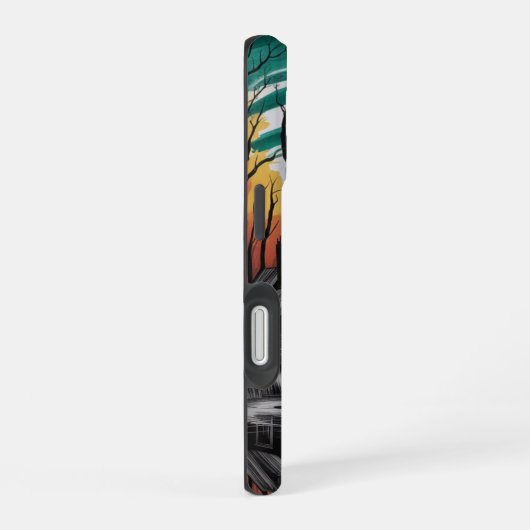 Sunset Cabin Reflection - Moody Nature Landschaft iPhone 16 Hülle (Rechte Seite)