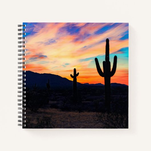Sunset Cactus Desert Dusk Notizblock (Vorderseite)