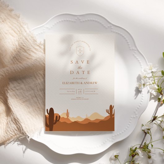 Sunset Cactus Wüste Wedding Save The Date