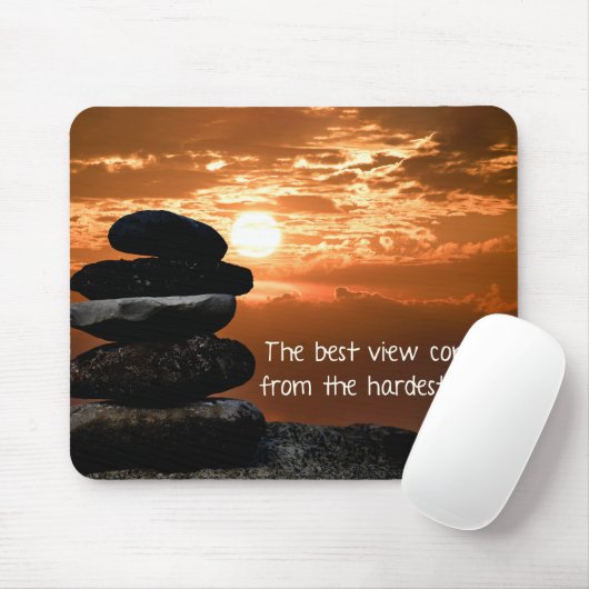 Sunset Cairn mit Zitat Mousepad (Mit Mouse)