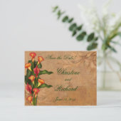 Sunset Calla Lilies Save the Date Ankündigungspostkarte (Stehend Vorderseite)