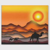 Sunset Camel Wrapping Paper Geschenkpapier (Flach)