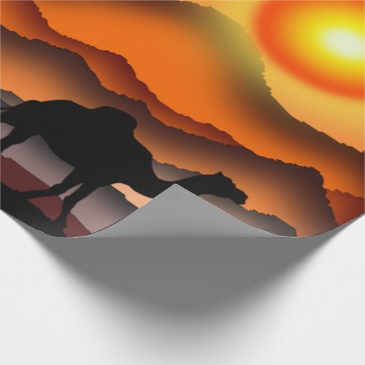 Sunset Camel Wrapping Paper Geschenkpapier (Ecke)