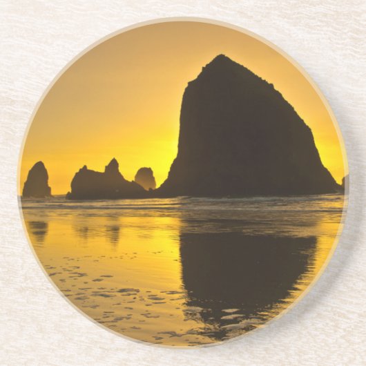 Sunset, Cannon Beach, Oregon, USA Sandstein Untersetzer (Vorne)