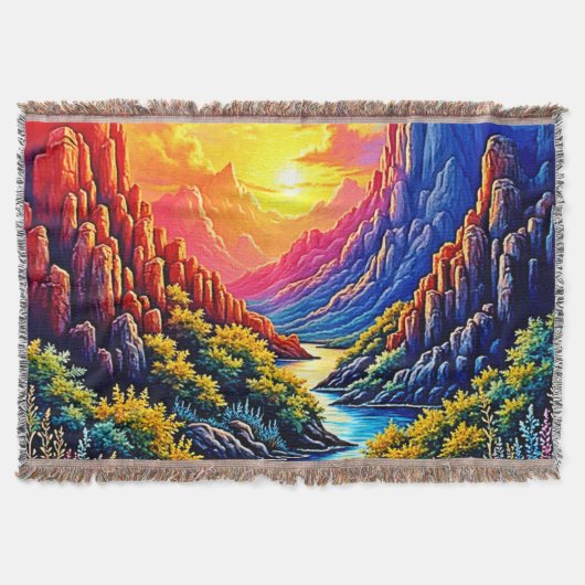 Sunset Canyon Fluss Kunst Decke (Vorderseite)