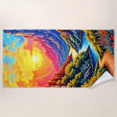 Sunset Canyon Fluss Kunst Strandtuch (Vorderseite)
