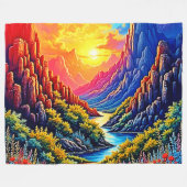 Sunset Canyon River Art Fleecedecke (Vorderseite (Horizontal))