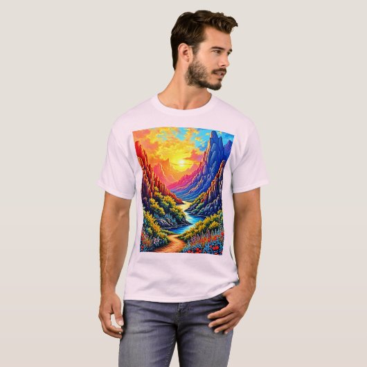 Sunset Canyon River Art T-Shirt (Vorne ganz)