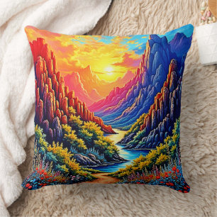 Sunset Canyon River Kunst Kissen