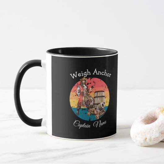 Sunset Captain Pirate Party Tasse (Mit Donut)
