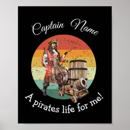 Sunset Captain Rum Party Pirate Poster
