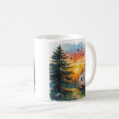Sunset Caravan Camping Illustration Mug Kaffeetasse (VorderseiteRechts)