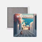 Sunset Cat in Mykonos Greece Cyclades Travel Magnet (Vorderseite/Rückseite)