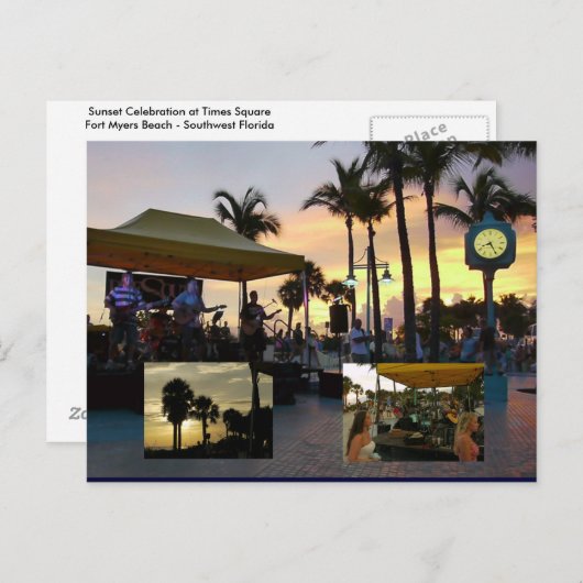 Sunset Celebration Postcard - Fort Myers Beach Einladungspostkarte (Vorne/Hinten)