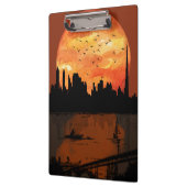 Sunset City Skyline Silhouette Watercolor Spiral N Klemmbrett (Links)