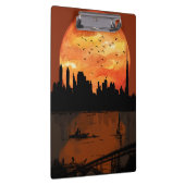 Sunset City Skyline Silhouette Watercolor Spiral N Klemmbrett (Rechts)