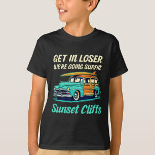 Sunset Cliffs Kalifornien Surf Girl Frauen Männer T-Shirt