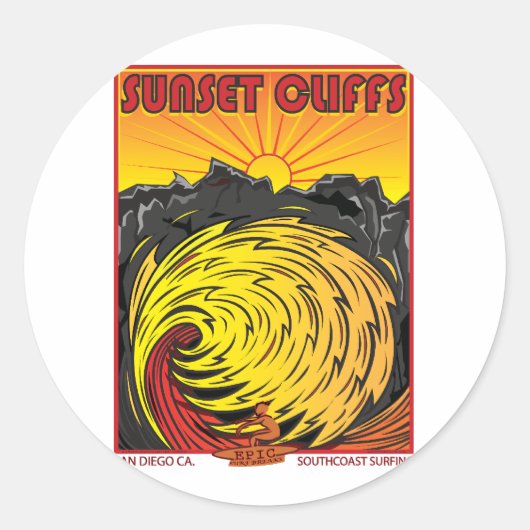 SUNSET CLIFFS SAN DIEGO CA. RUNDER AUFKLEBER (Vorderseite)