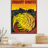 SUNSET CLIFFS SAN DIEGO CALIFORNIA SURFEN POSTER (Küche)