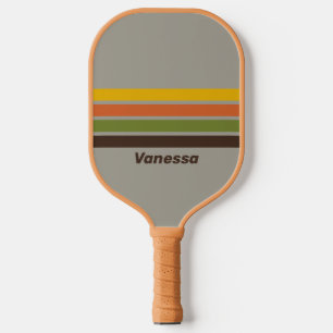 Sunset Clover über Streifen mit Namen Pickleball Schläger